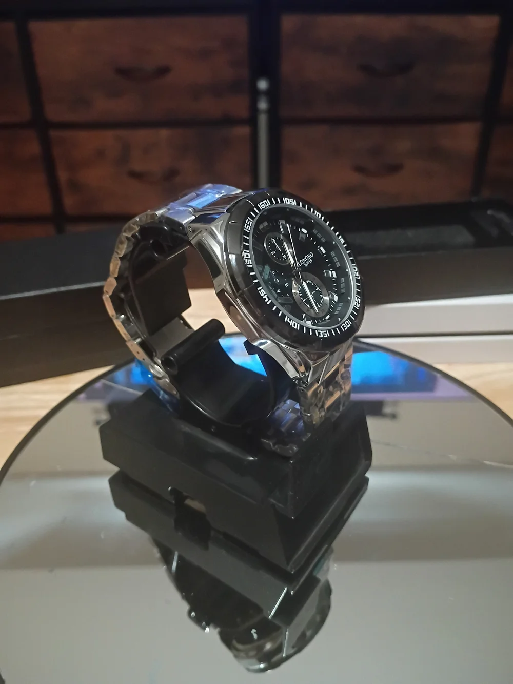 Longbo Green Dial Stainless Steel Chronograph Watch